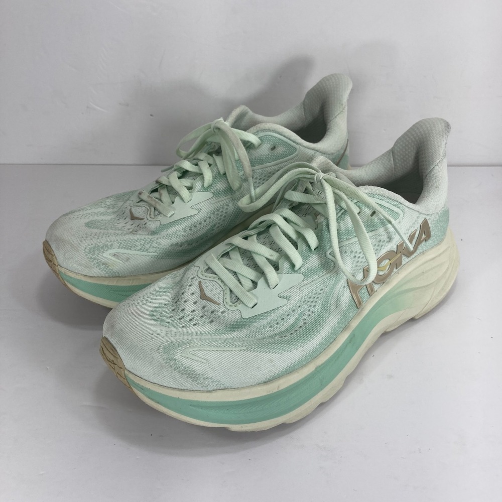 Hoka Clifton 10 Womens Size 8.5 D Wide Sea Glass Truffle Salt Running Sneakers